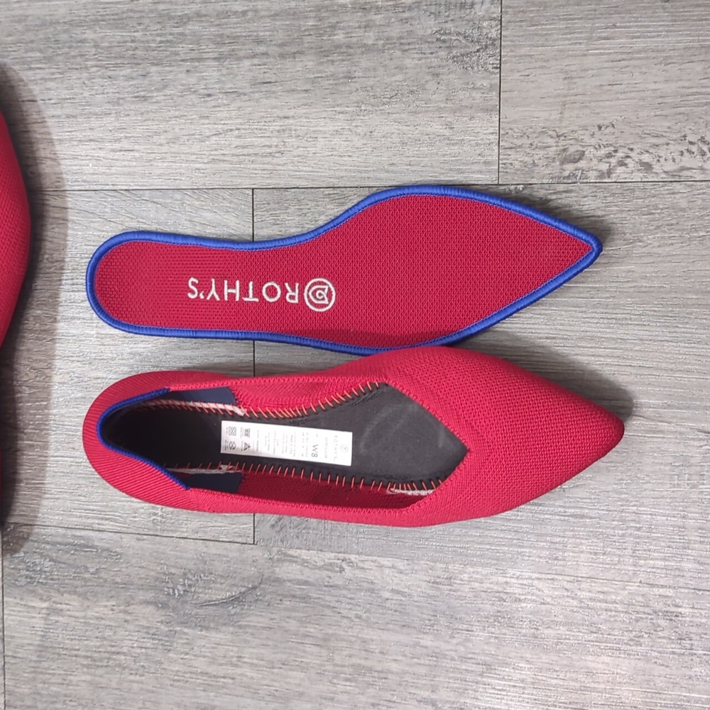 Rothy's Pointed Toe Chill Red Solid Blue Halo Fla… - image 6